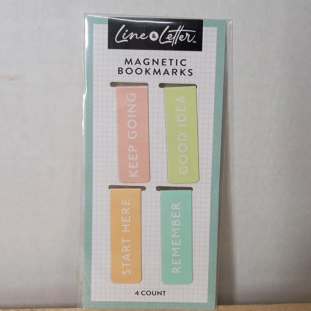 Line & Letter Magnetic Book Marks (4 Count) - NEW / SEALED